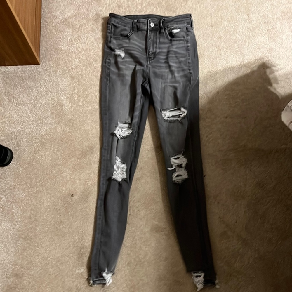 womens gray regular jeans